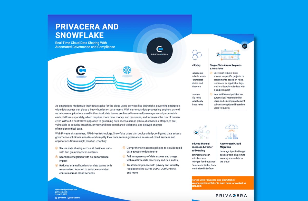 Privacera and Snowflake datasheet
