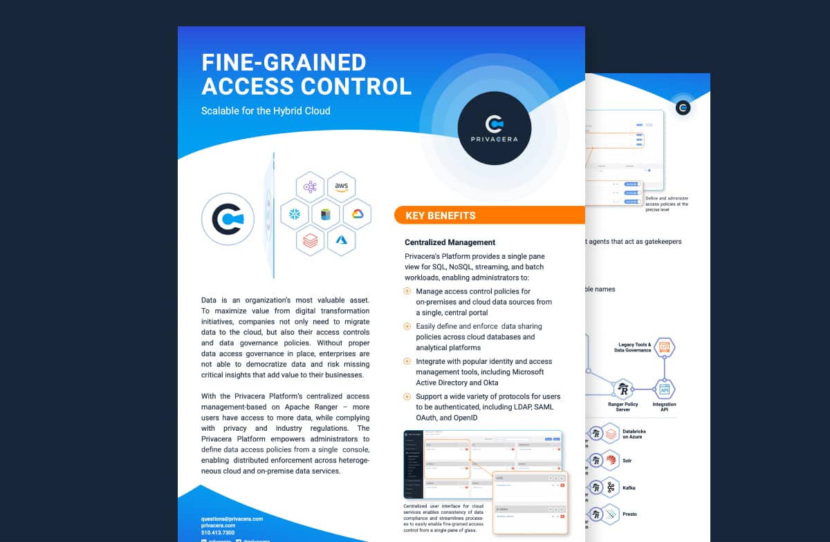 Thumbnail for datasheet entitled "Fine-Grained Access Control for the Hybrid Cloud"