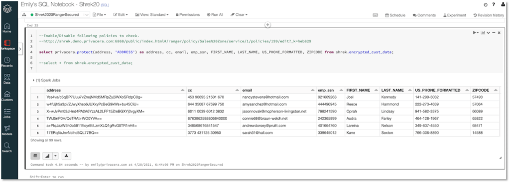 Figure 4: Encryption for Databricks in PrivaceraCloud 
