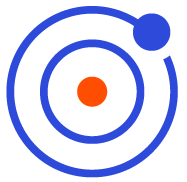 two blue circles around an orange circle