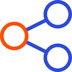 Orange circle with two blue circles connected to it