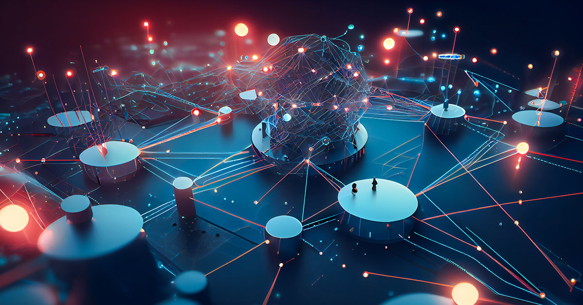 Connect digital shapes representing integrated data governance