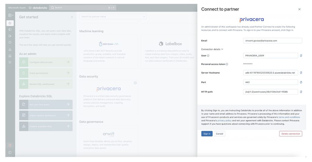 How to connect to Privacera via Databricks Partner Connect